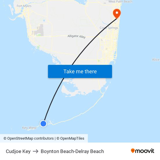 Cudjoe Key to Boynton Beach-Delray Beach map