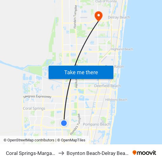 Coral Springs-Margate to Boynton Beach-Delray Beach map