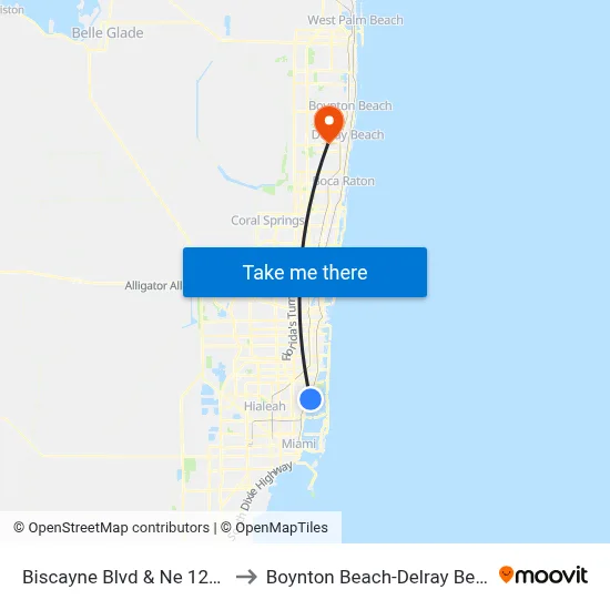 Biscayne Blvd & Ne 123 St to Boynton Beach-Delray Beach map