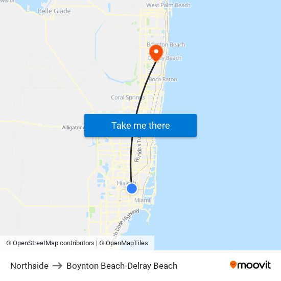 Northside to Boynton Beach-Delray Beach map