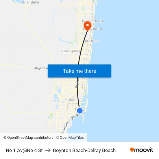 Ne 1 Av@Ne 4 St to Boynton Beach-Delray Beach map