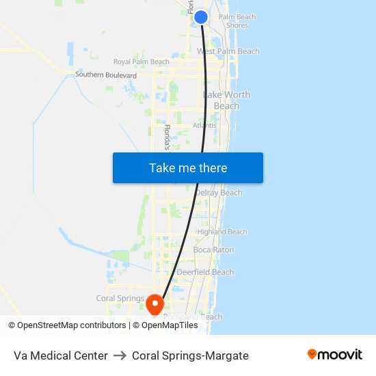 Va Medical Center to Coral Springs-Margate map