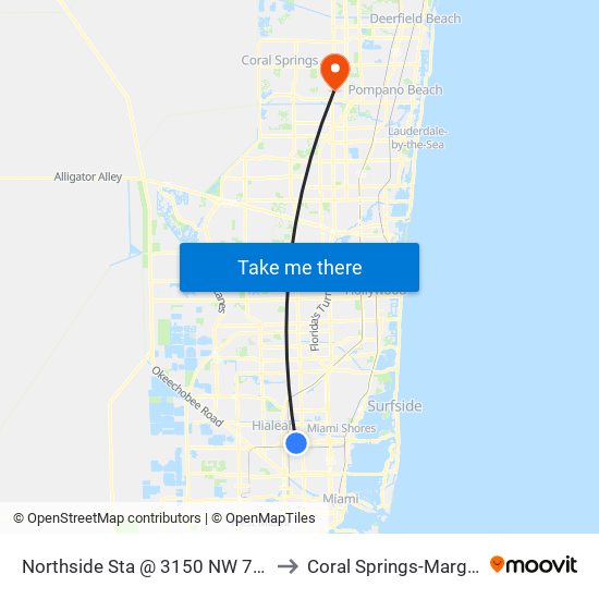 Northside Sta @ 3150 NW 79 St to Coral Springs-Margate map