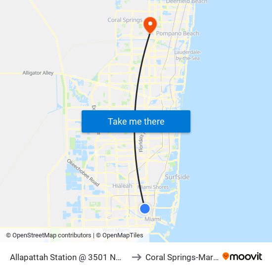 Allapattah Station @ 3501 NW 12 Av to Coral Springs-Margate map