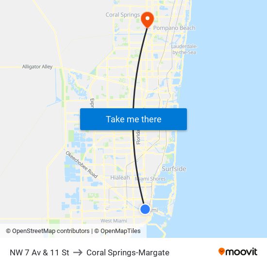 NW 7 Av & 11 St to Coral Springs-Margate map