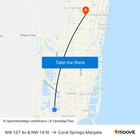 NW 107 Av & NW 14 St to Coral Springs-Margate map