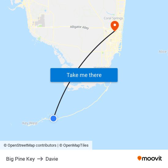 Big Pine Key to Davie map