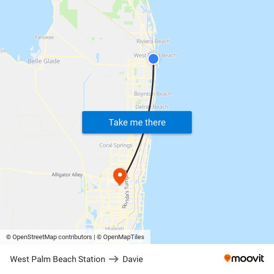 West Palm Beach Station to Davie map