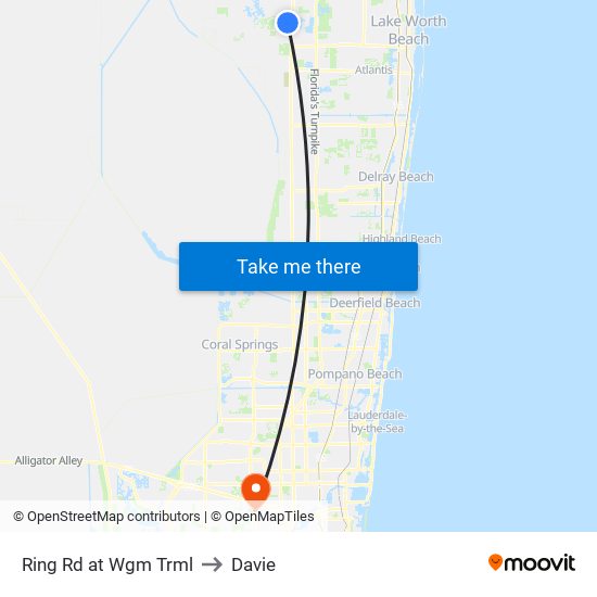 Ring Rd at Wgm Trml to Davie map