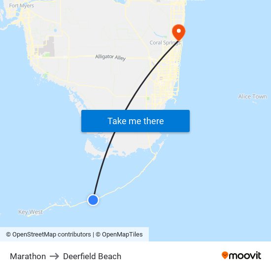 Marathon to Deerfield Beach map