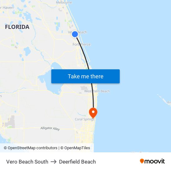 Vero Beach South to Deerfield Beach map