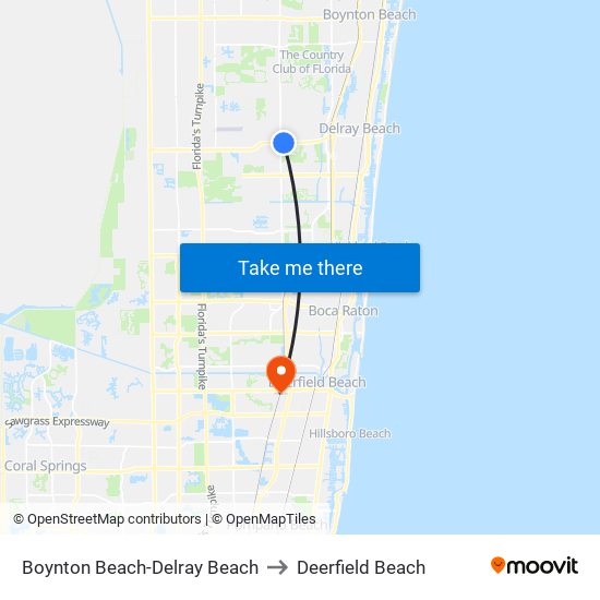 Boynton Beach-Delray Beach to Deerfield Beach map