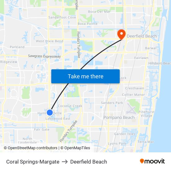 Coral Springs-Margate to Deerfield Beach map