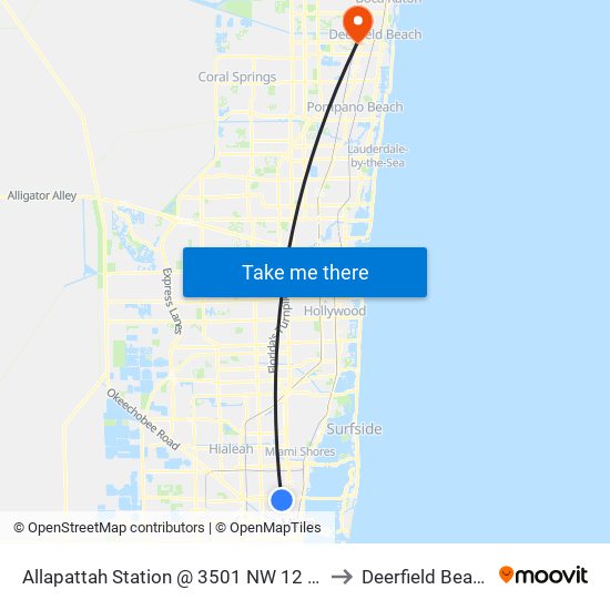 Allapattah Station @ 3501 NW 12 Av to Deerfield Beach map