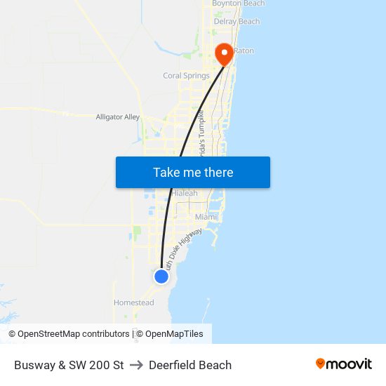 Busway & SW 200 St to Deerfield Beach map