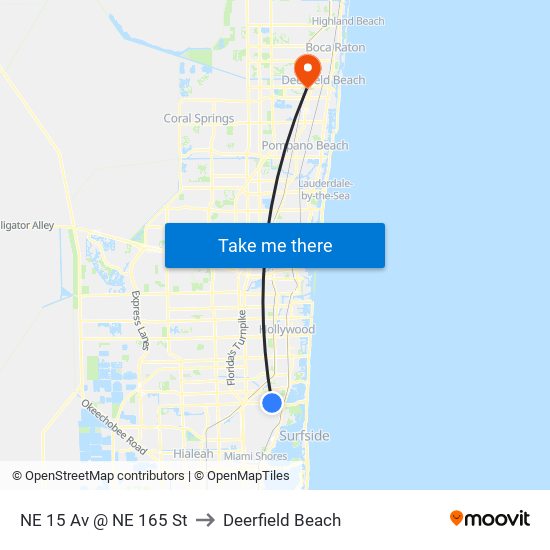 NE 15 Av @ NE 165 St to Deerfield Beach map