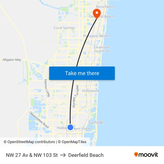 NW 27 Av & NW 103 St to Deerfield Beach map