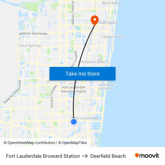 Fort Lauderdale Broward Station to Deerfield Beach map