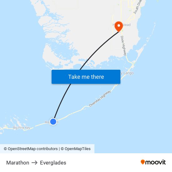 Marathon to Everglades map