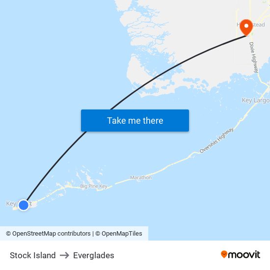 Stock Island to Everglades map