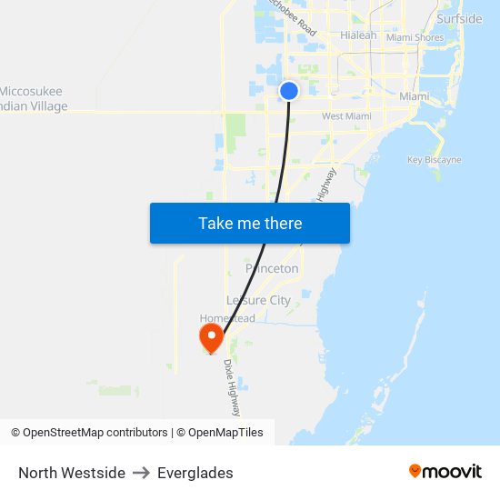 North Westside to Everglades map