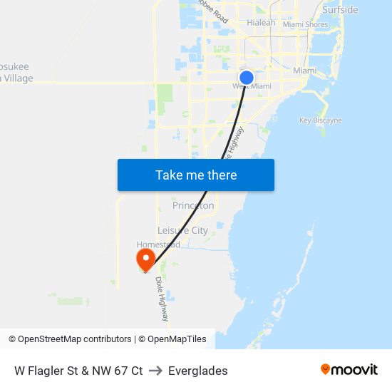W Flagler St & NW 67 Ct to Everglades map