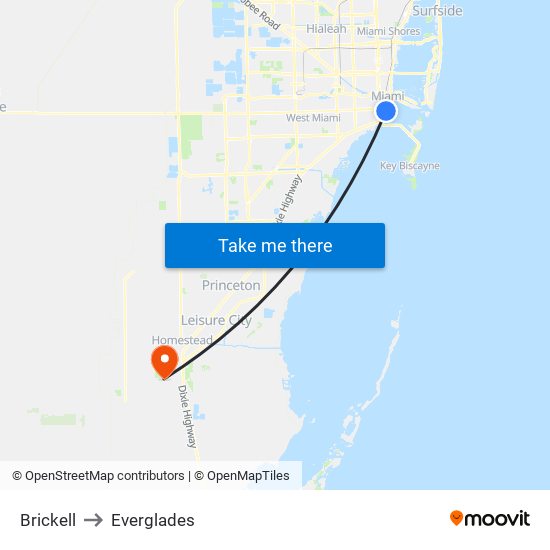 Brickell to Everglades map