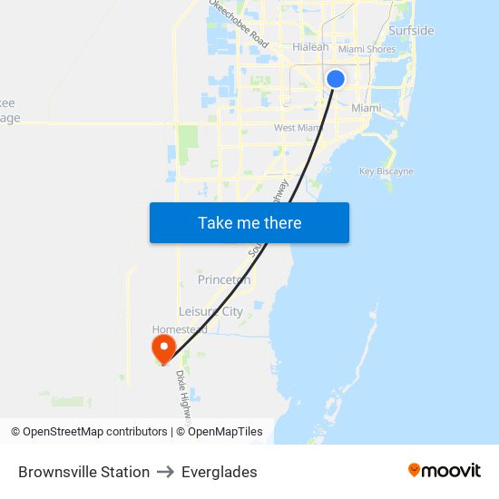 Brownsville Station to Everglades map