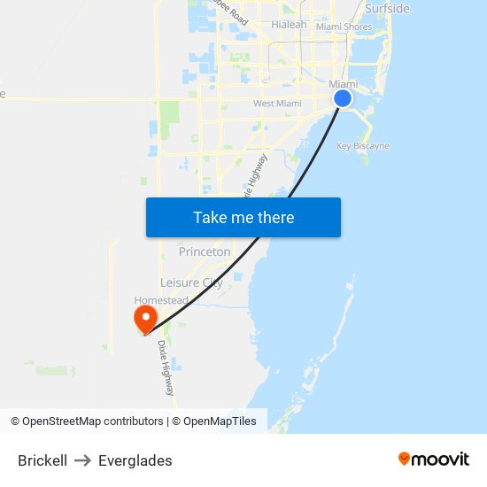 Brickell to Everglades map