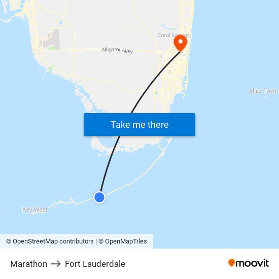 Marathon to Fort Lauderdale map