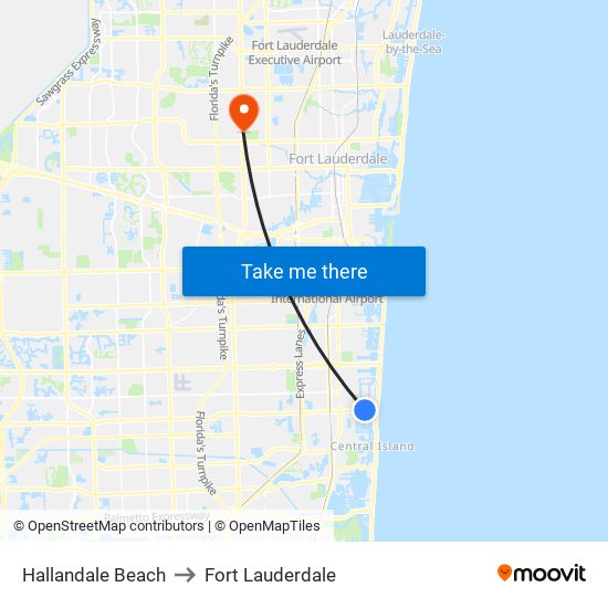 Hallandale Beach to Fort Lauderdale map