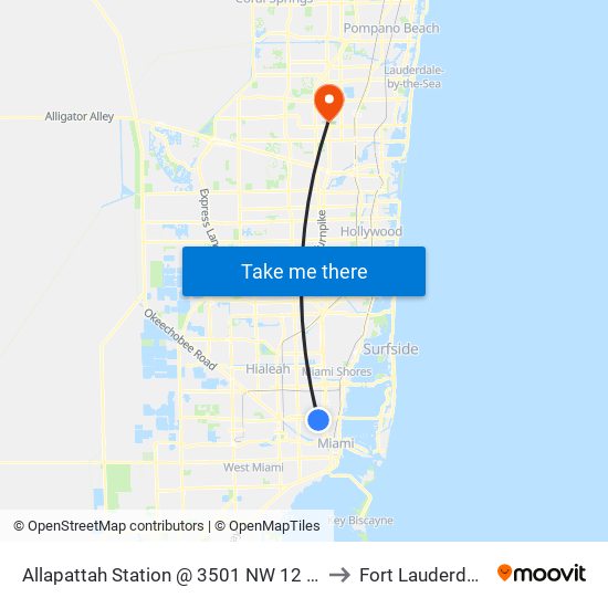Allapattah Station @ 3501 NW 12 Av to Fort Lauderdale map