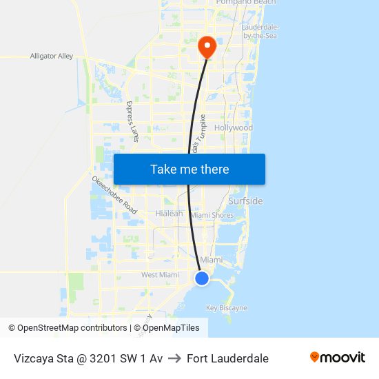Vizcaya Sta @ 3201 SW 1 Av to Fort Lauderdale map