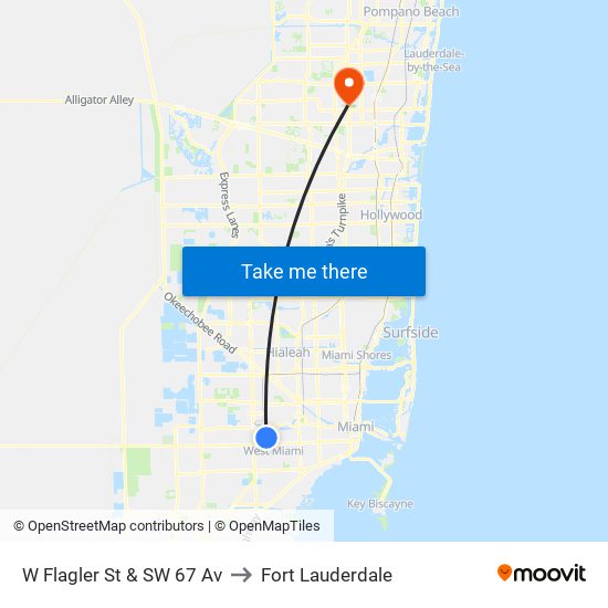 W Flagler St & SW 67 Av to Fort Lauderdale map