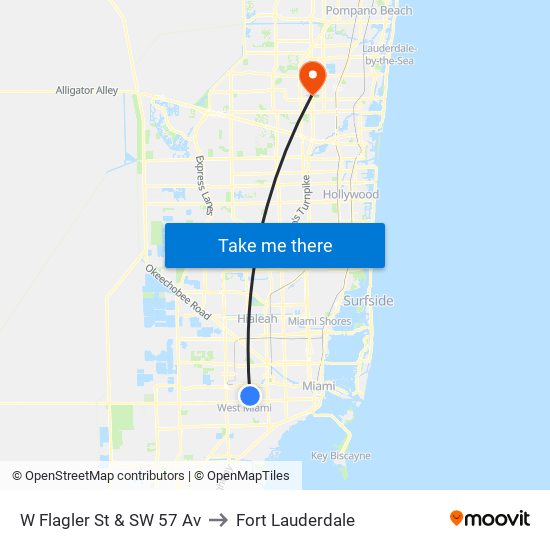 W Flagler St & SW 57 Av to Fort Lauderdale map
