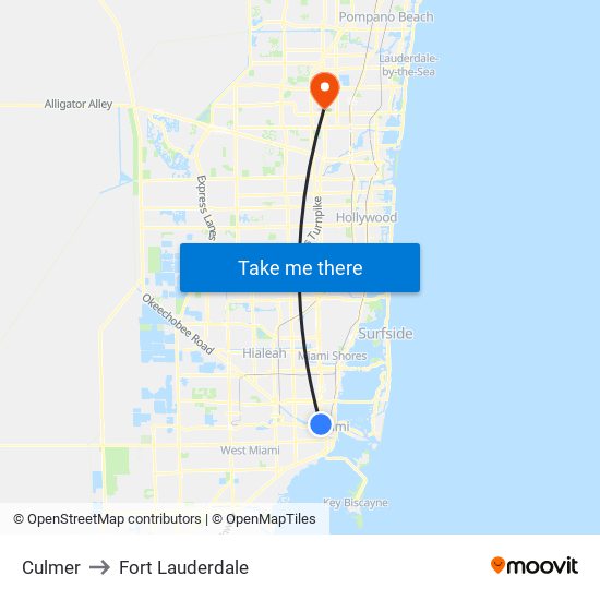 Culmer to Fort Lauderdale map