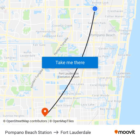 Pompano Beach Station to Fort Lauderdale map