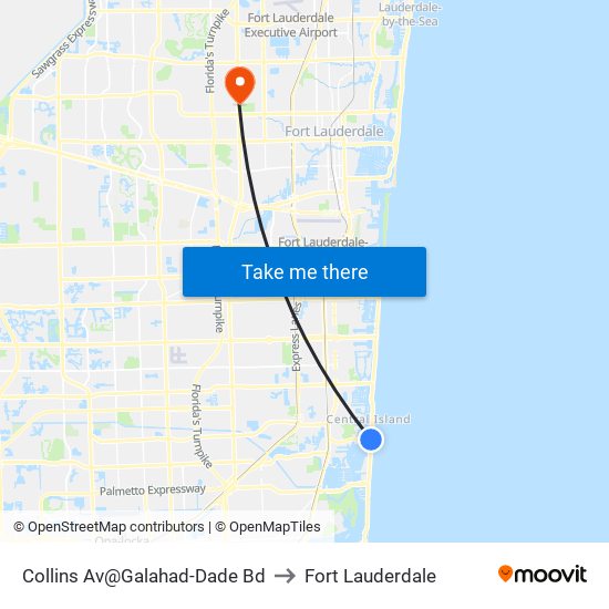 Collins Av@Galahad-Dade Bd to Fort Lauderdale map