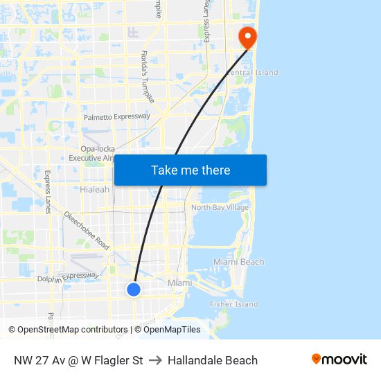 NW 27 Av @ W Flagler St to Hallandale Beach map