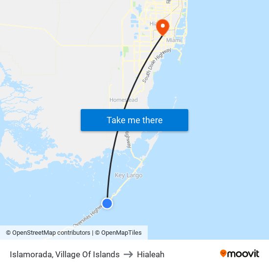 Islamorada, Village Of Islands to Hialeah map