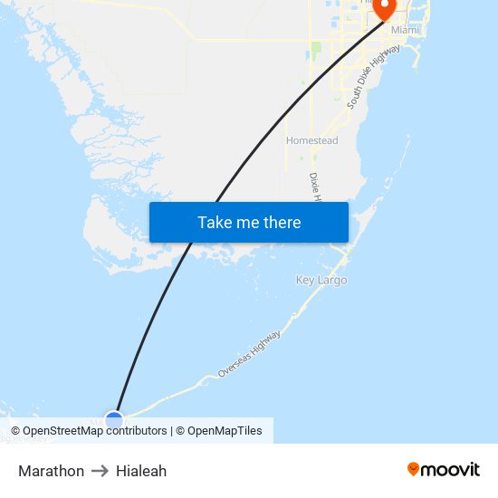 Marathon to Hialeah map