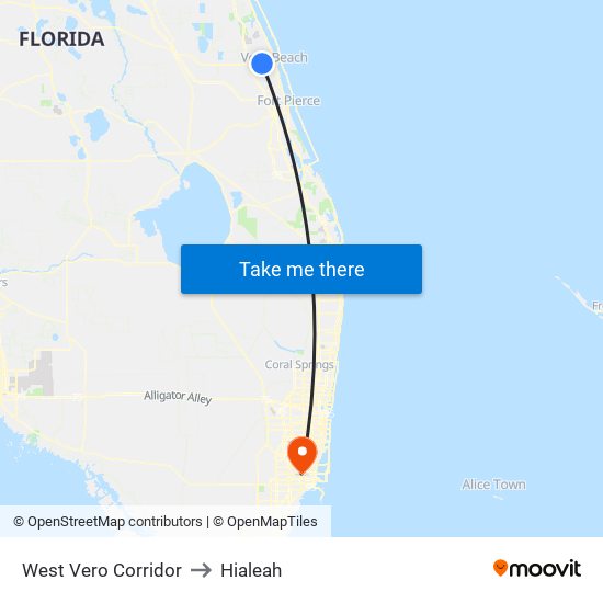 West Vero Corridor to Hialeah map