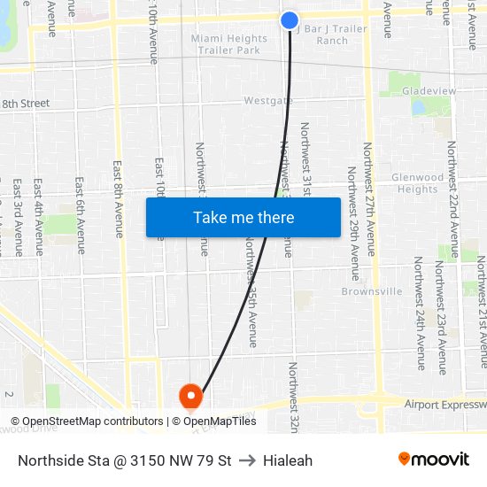 Northside Sta @ 3150 NW 79 St to Hialeah map