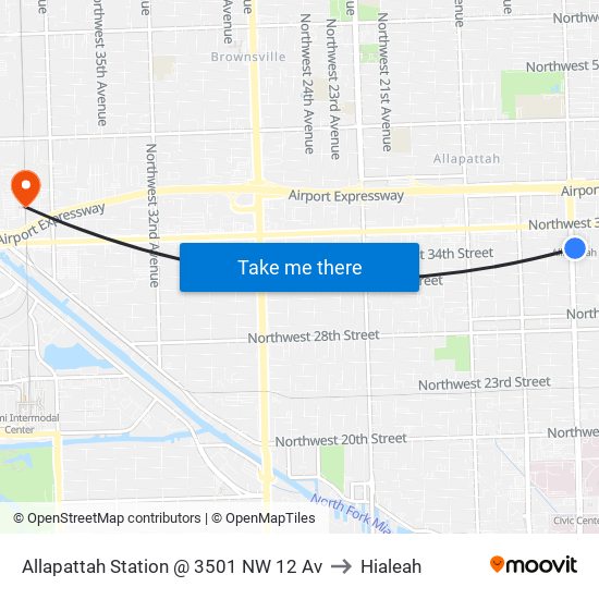 Allapattah Station @ 3501 NW 12 Av to Hialeah map