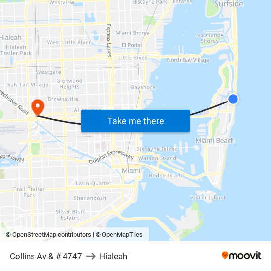 Collins Av & # 4747 to Hialeah map