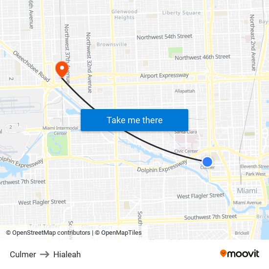 Culmer to Hialeah map