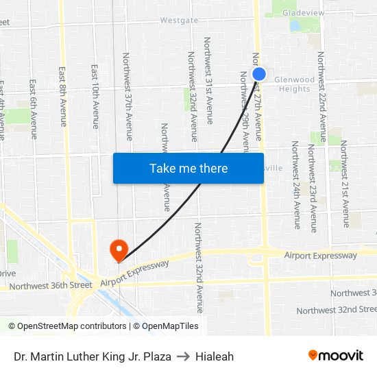 Dr. Martin Luther King Jr. Plaza to Hialeah map