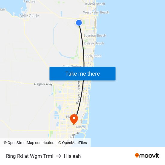 RING RD at WGM TRML to Hialeah map