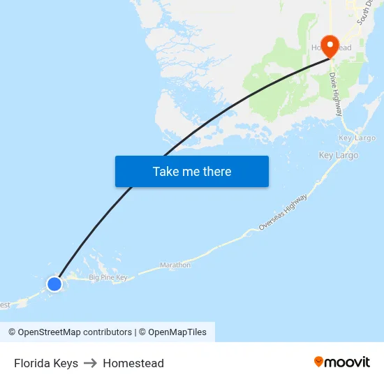 Florida Keys to Homestead map