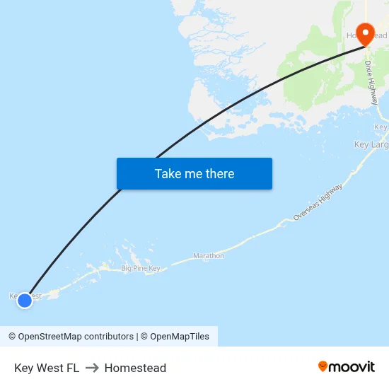 Key West FL to Homestead map
